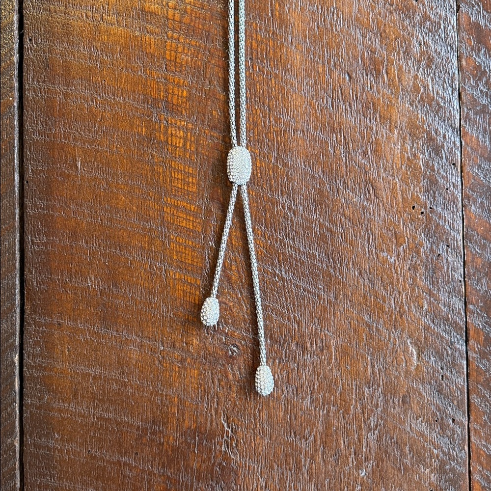 Chico’s Layered Silver Tone Necklace Adjustable Slider Double Chain Dainty